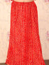 Girl's Maroon Bandhani Top And Long Skirt Set